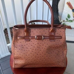 Hynes Victory NWOT Faux Ostrich Brown Satchel